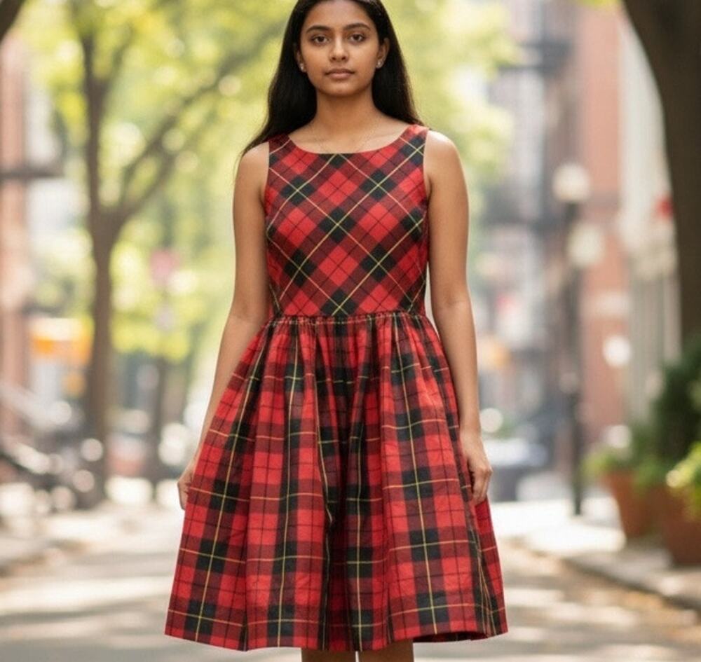 Ralph Lauren Girls Dress Plaid Petticoat Underlayer Preppy Sleeveless SZ 12